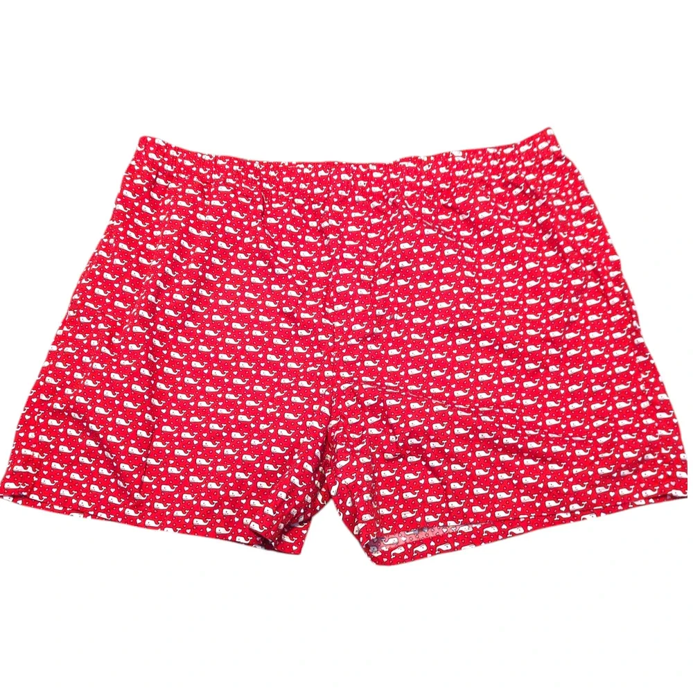 VINEYARD VINES Red Valentine Boxer Style Shorts Whale Hearts Men's XL